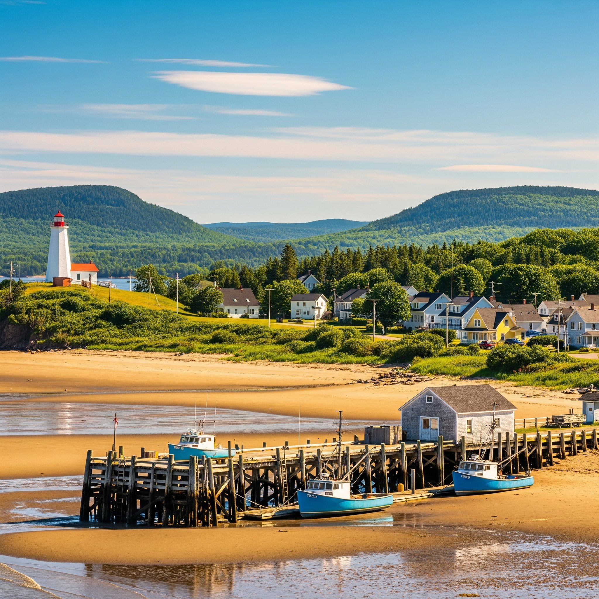 Beach and quaint New Brunswick village